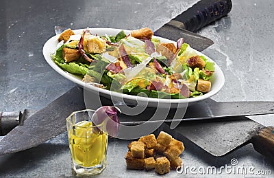 Classic Caesar Salad - themed for Ides of March Stock Photo
