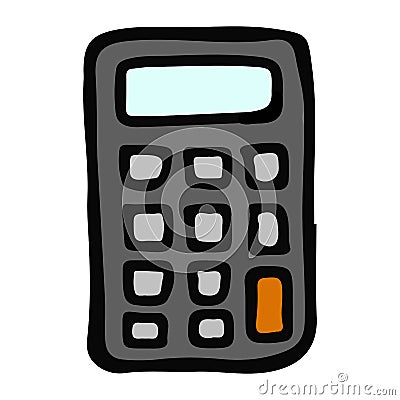 Classic calculator icon hand drawn doodle isolated Vector Illustration