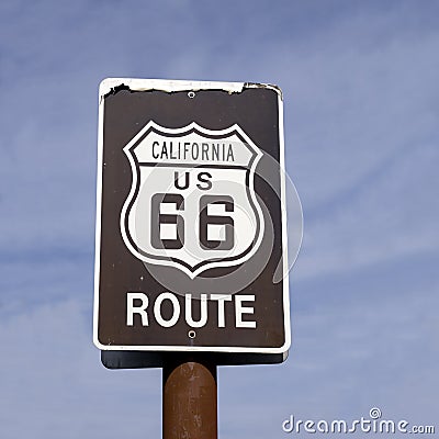 Classic California Route US 66 Highway sign Editorial Stock Photo