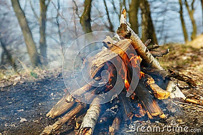 Classic camping campfire Stock Photo