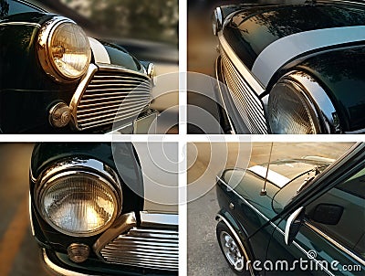 Classic car collage and retro detail, colorful soft and blur concept Stock Photo