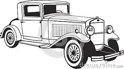 Classic car coupe, vector art, monogram, isolated, black, graphic, vector illustration, logo, clip art Vector Illustration