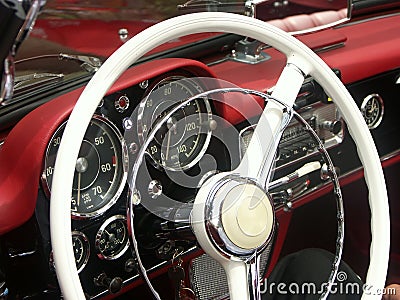 Classic car steering wheel Stock Photo