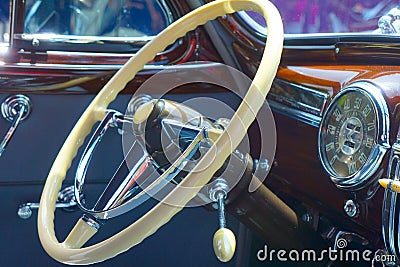 Classic Car steering wheel Stock Photo