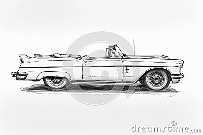 A classic cars outline with its straightforward shapes Cartoon Illustration