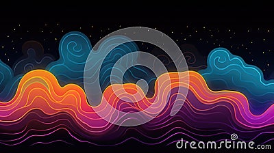classic cartoon inspired wavs made out of neon lights, ai generated image Stock Photo