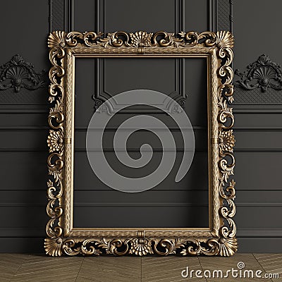 Classic carved mirror frame mockup with copy space Stock Photo