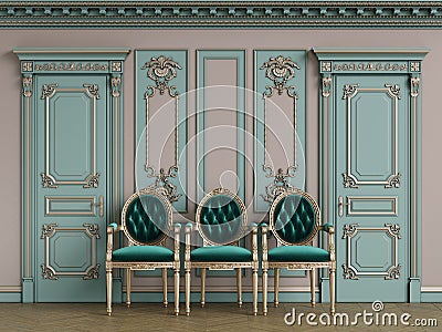 Classic carver chairs in interior with copy space Stock Photo