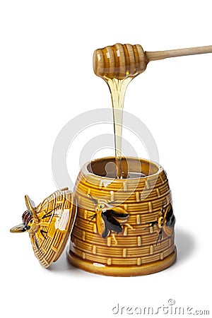 Classic ceramic honey pot Stock Photo