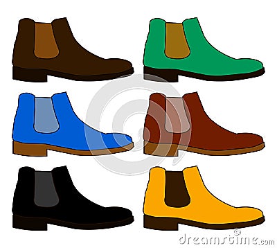 Classic chelsea shoe style boot isolated on white background Flat design Vector Illustration Vector Illustration