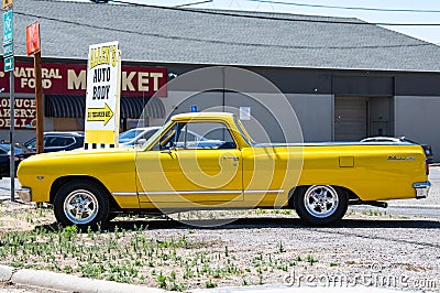 Classic Chevy El Camino in bright yellow Editorial Stock Photo