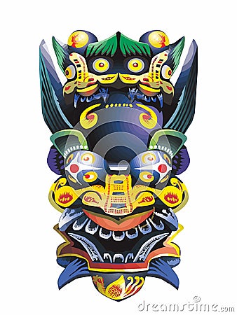 Classic Chinese deity mask Vector Illustration