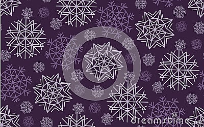 Classic Christmas snowflakes seamless pattern. Vector Illustration