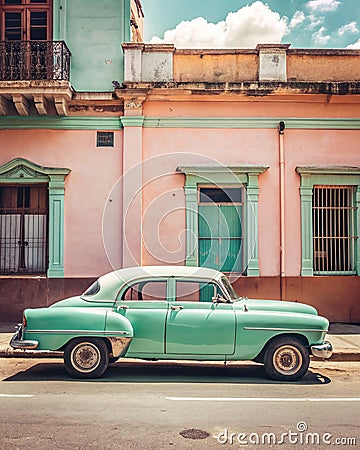 Classic classic American cars of Cuba. Wonderful classic cars of Cuba. Stock Photo