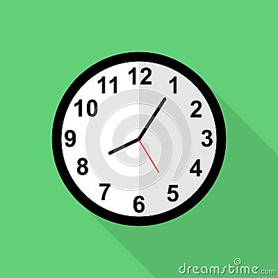 Classic clock icon, Five minutes past eight o`clock Stock Photo