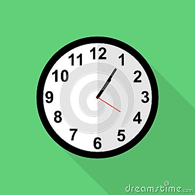 Classic clock icon, Five minutes past one o`clock Stock Photo