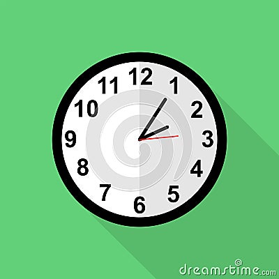 Classic clock icon, Five minutes past two o`clock Stock Photo