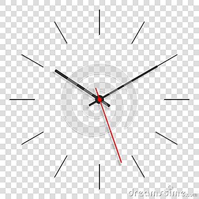 Classic clock image in realistic flat style, timer on on a transparent background. Business watch. Vector design Vector Illustration