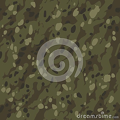 Classic clothing style masking camo repeat print. Green brown black olive colors forest texture. Vector Illustration