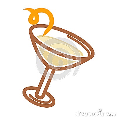 Classic cocktail with citron Vector Illustration