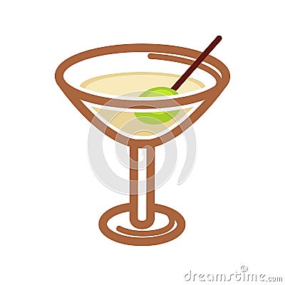 Classic cocktail with olive Vector Illustration