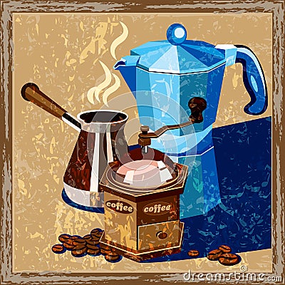 Classic coffee old poster Vector Illustration