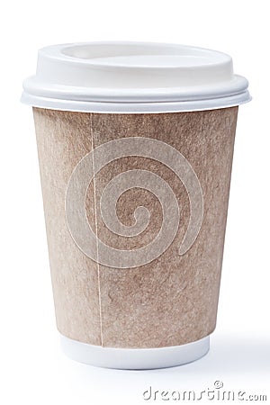 Classic coffee papercup with white cap isolated Stock Photo