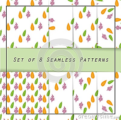 Classic collection of seamless patterns: leaves Vector Illustration