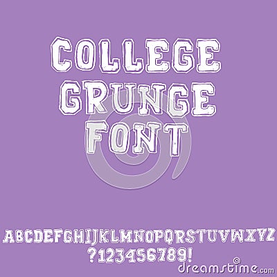 Classic college font. Vintage grunge font in american style. Vector illustration Vector Illustration