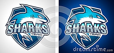 Classic College Team Style Shark Logo design for brand identity, company profile Vector Illustration