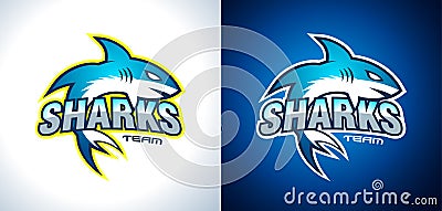 Classic College Team Style Shark Logo design for brand identity, company profile Vector Illustration