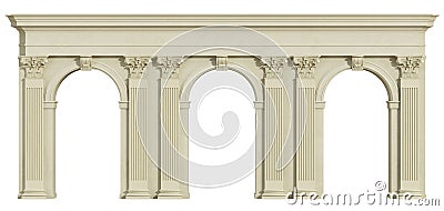 Classic colonnade on white Stock Photo