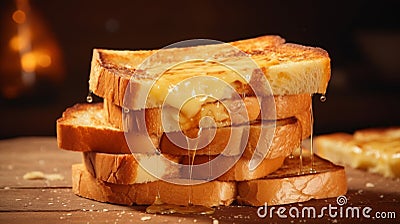 Classic comfort Stack of buttered toast, ready to eat Stock Photo