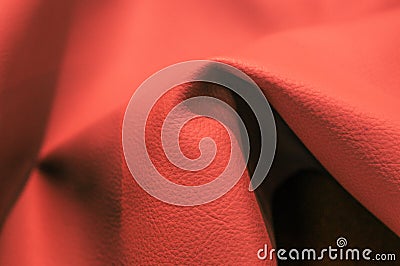 Classic coral colored trend for your design. Copy space. COY2020. Coral leatherette fabric texture Stock Photo