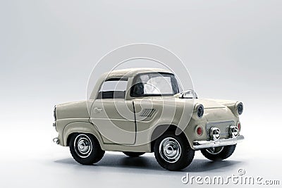 Classic, cream-colored, miniature car model Stock Photo