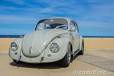 Classic cream coloured beetle vehicle Editorial Stock Photo