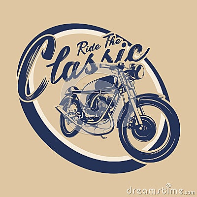 Classic custom motorcycle logo design illustration Vector Illustration