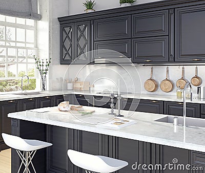 Classic design of kitchen Stock Photo