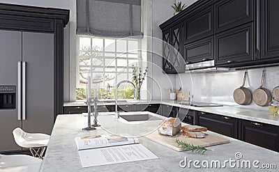 Classic design of kitchen Stock Photo