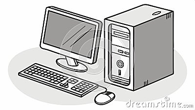 Classic desktop computer setup, technology and office equipment vector design Generative AI Vector Illustration