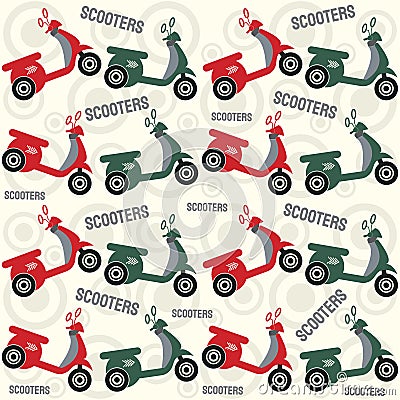 Classic doodle scooter patterns with colorful concepts. Vector Scooter Motorcycle Background. motorcycle club. for banners, Vector Illustration