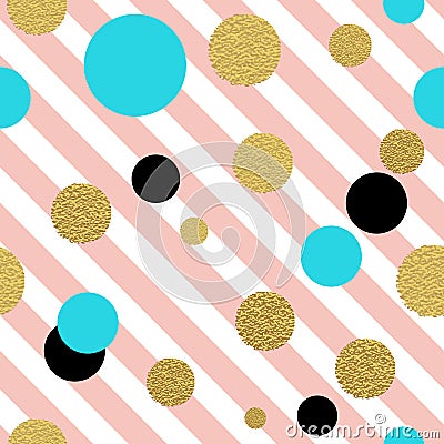 Classic dotted seamless gold glitter pattern. Vector Illustration