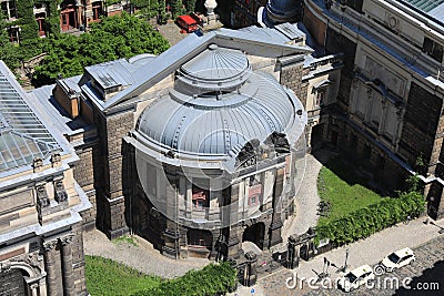 Classic Dresden - aerial view to old roof buildings and street , Germany Stock Photo