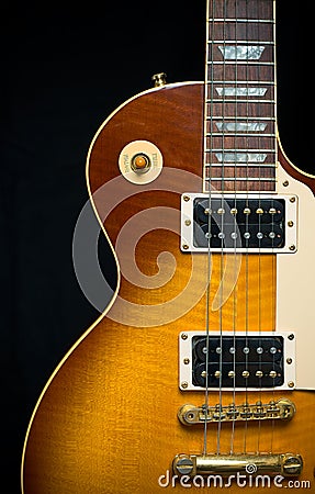 Classic Electric Guitar with Sunburst Finish Stock Photo