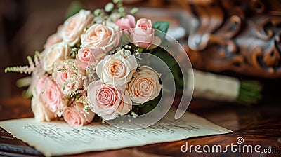 Classic elements like love letters, roses, and antique accents exude timeless charm Stock Photo