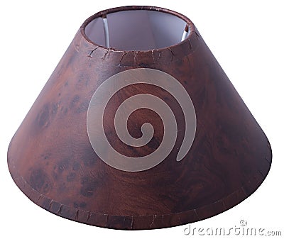 Classic empire cone bell shaped red burgundy maroon paper tapered lampshade with dye patterns on a white background isolated close Stock Photo