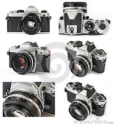 Classic film SLR camera collage Stock Photo