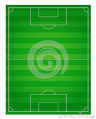 Classic football field with two-tone green coating Vector Illustration