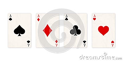 Classic four aces on white background Vector Illustration