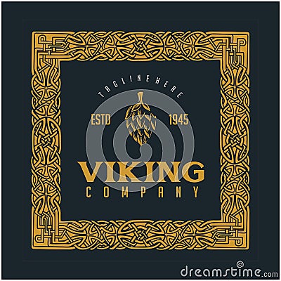 Classic frame viking ornament illustration Vector Illustration